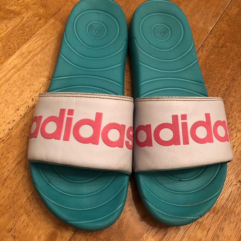 Adidas slip on slide sandals good condition Sz 10 - Picture 13 of 14